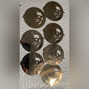 Set of seven metal gold tone 1986 Merry  Christmas ornaments Vintage estate